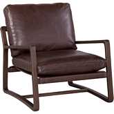Santiago Accent Chair in Brighton Chocolate Brown Leather & Brown Wood